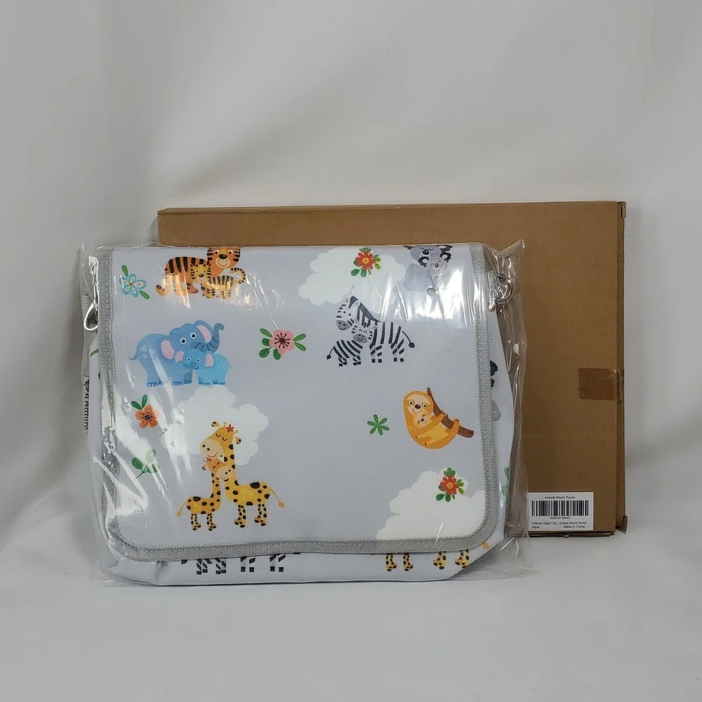 4 Nature Diaper Clutch Bag, Small and Cute Baby Bag for Mom (Animal World)